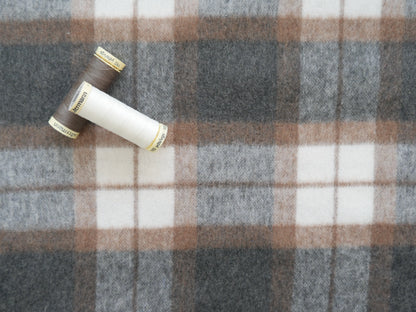 Wool Mix Brushed Check in Tan, £29.50 p/m-Fabric-Flying Bobbins Haberdashery