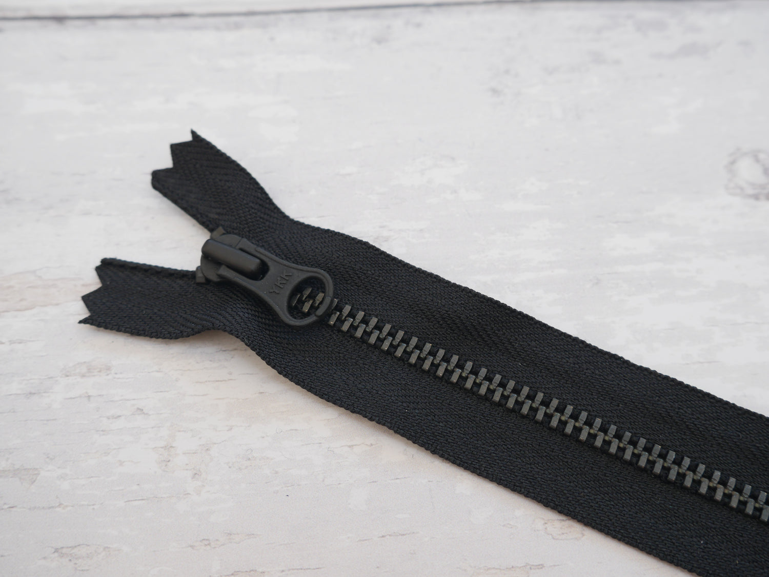 25cm YKK Black Oxidised Metal Zip - Black Tape-Zip-Flying Bobbins Haberdashery