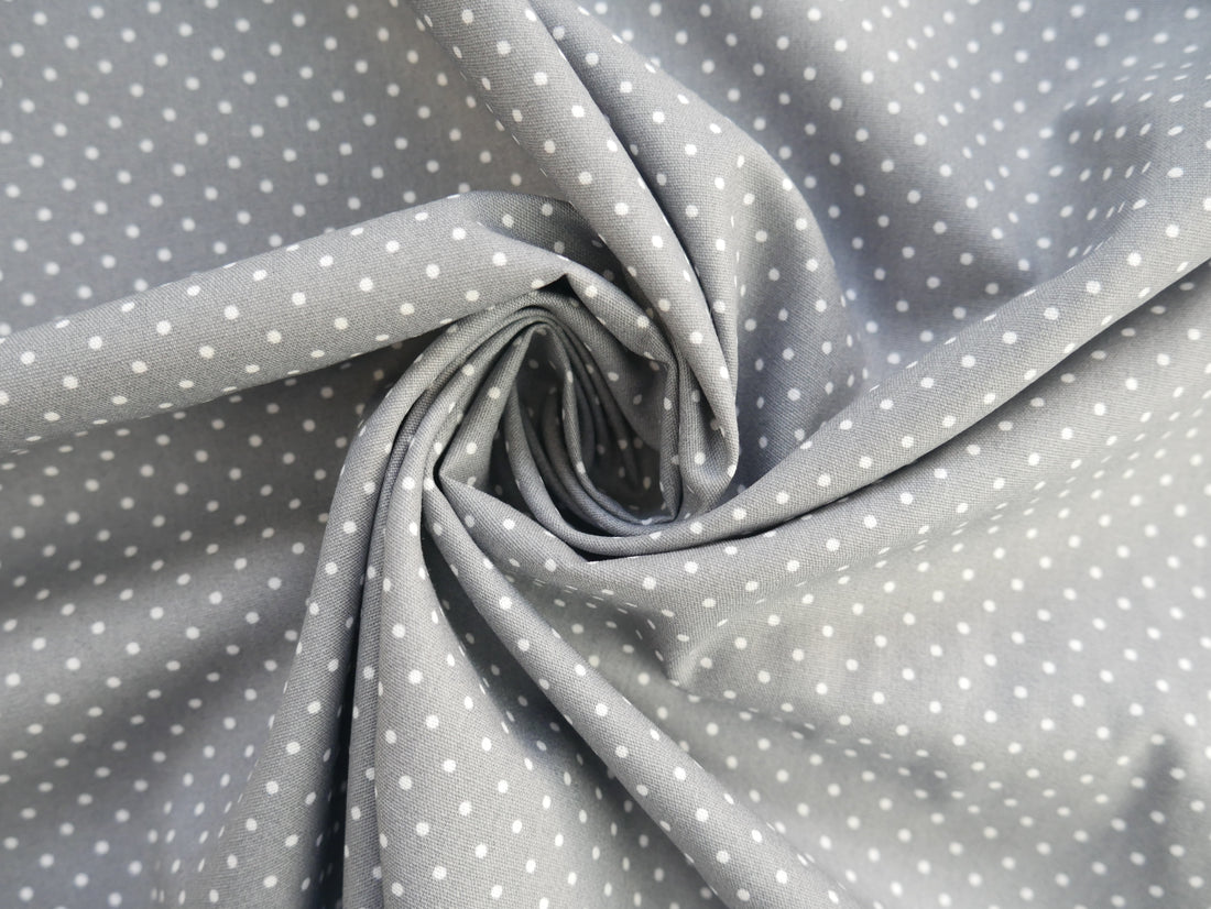 Pin-Spot Printed Cotton, Grey £8.50 p/m-Fabric-Flying Bobbins Haberdashery