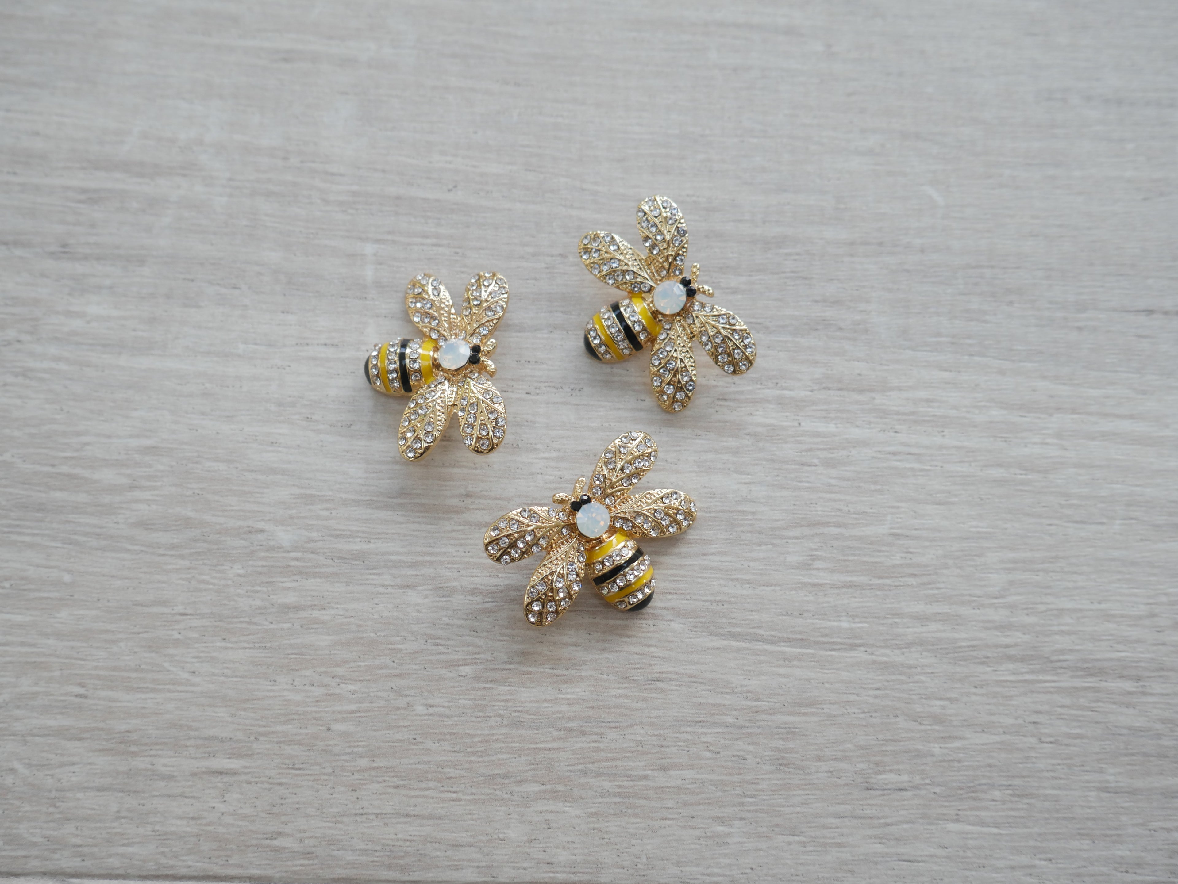 Jewelled Bumble Bee Button-Buttons-Flying Bobbins Haberdashery