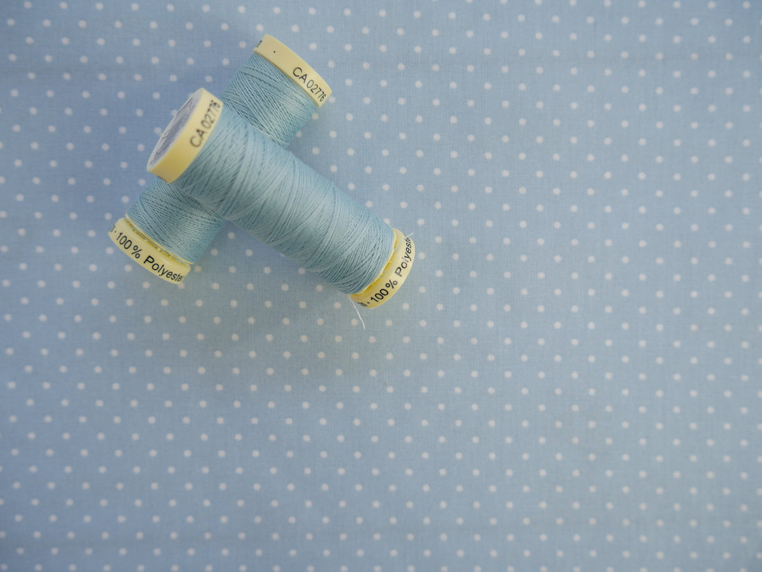 Pin-Spot Printed Cotton, Sky Blue £8.50 p/m-Fabric-Flying Bobbins Haberdashery