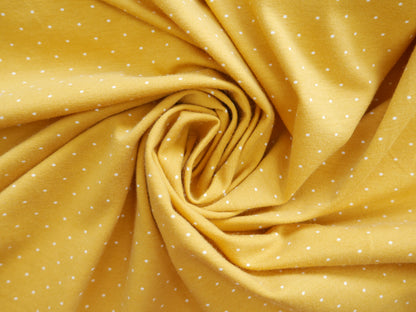 Pin Spot Cotton Jersey in Ochre £16.00 pm-Cotton Jersey-Flying Bobbins Haberdashery