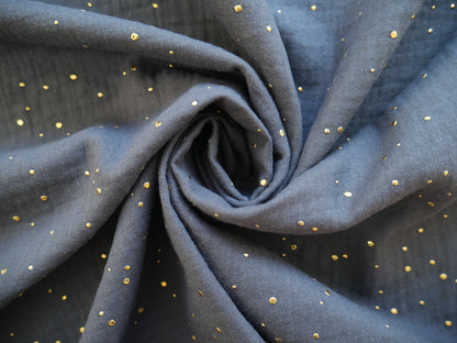 Gold Spot Double Gauze in Navy £12 p/m-Flying Bobbins Haberdashery