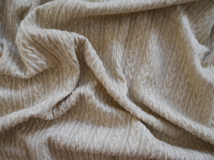 Cable Jacquard Knit Fabric in Sand £19.00-Jersey Fabric-Flying Bobbins Haberdashery
