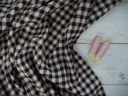 Woven Check in Black &amp; Pink, £12.50 p/m-Fabric-Flying Bobbins Haberdashery