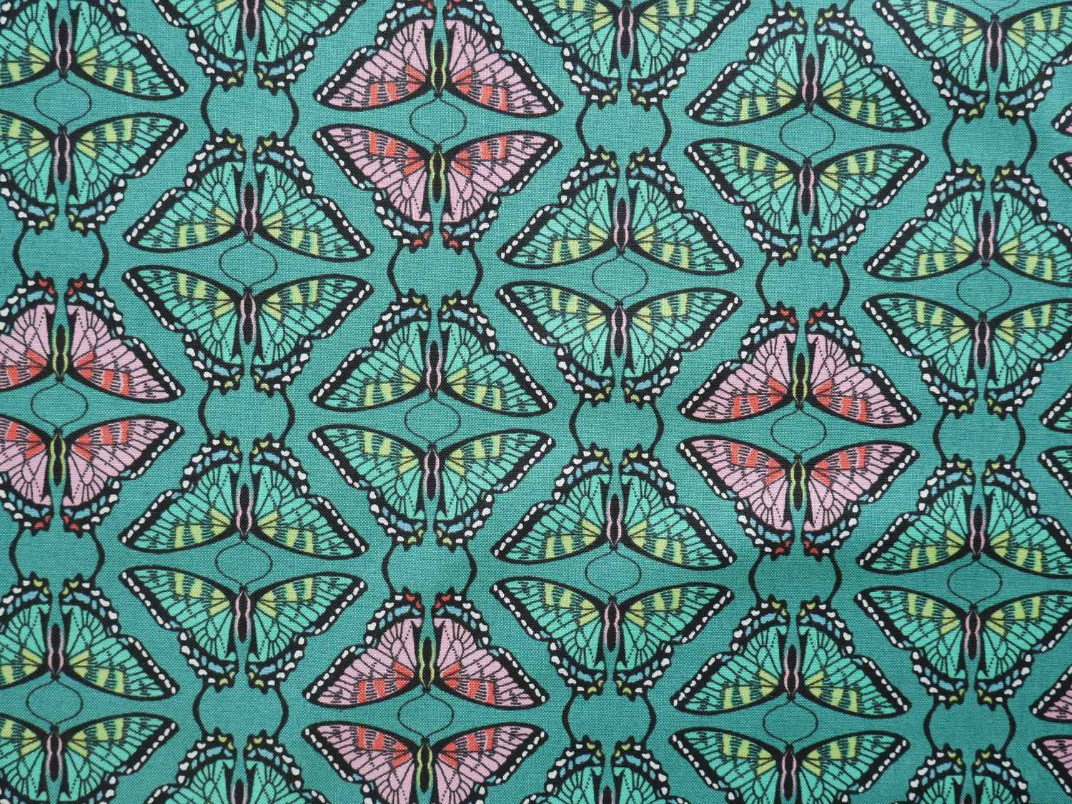 Flora and Fauna - Swallowtail in Teal, 100% Cotton, £12.50 p/m-Cotton-Flying Bobbins Haberdashery