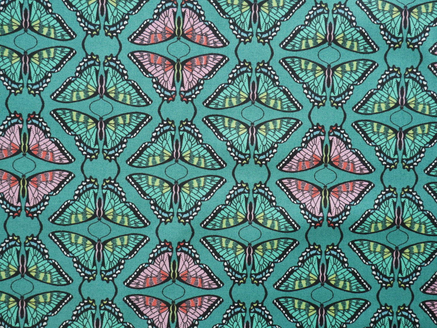 Flora and Fauna - Swallowtail in Teal, 100% Cotton, £12.50 p/m-Cotton-Flying Bobbins Haberdashery