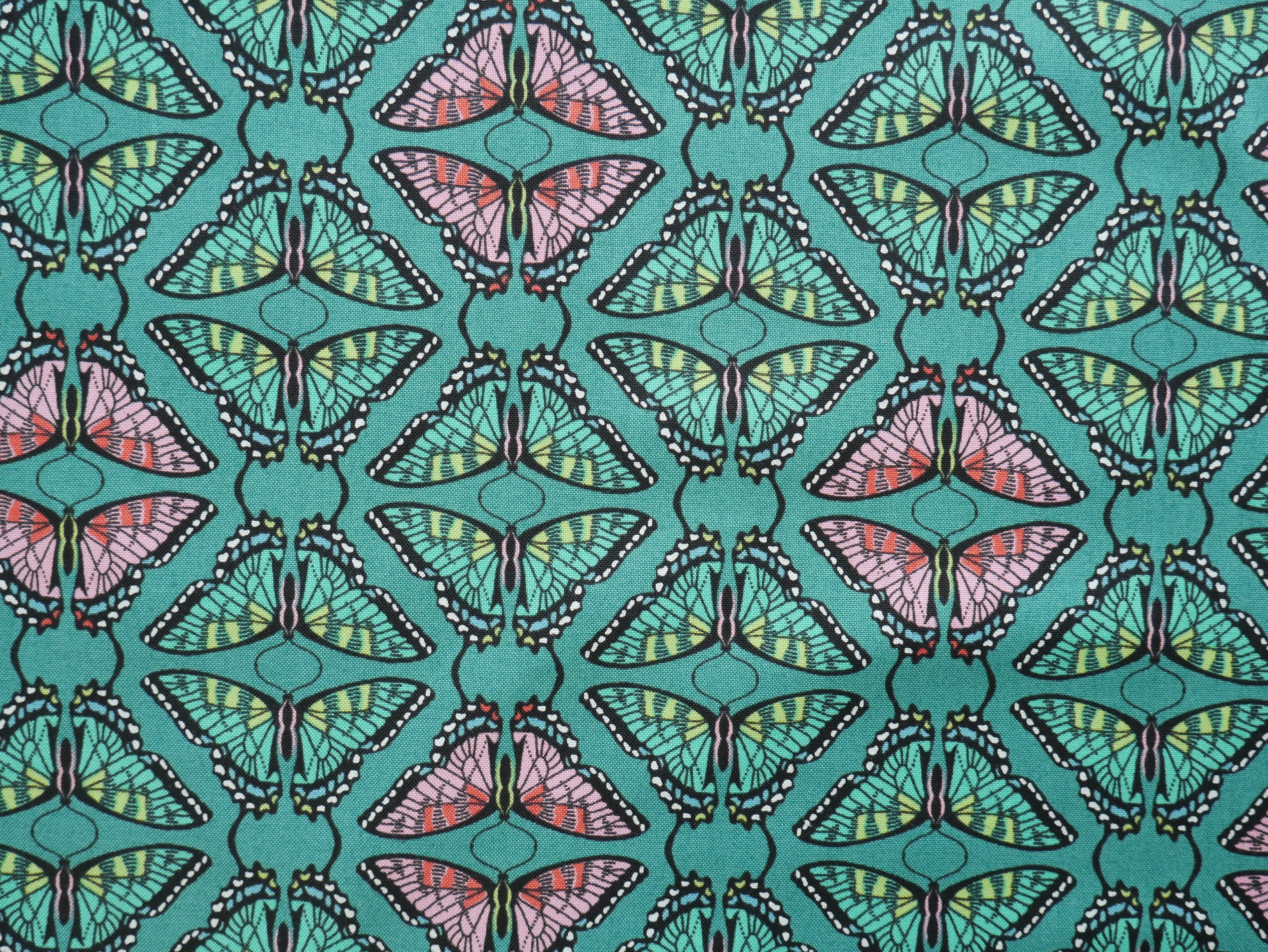 Flora and Fauna - Swallowtail in Teal, 100% Cotton, £12.50 p/m-Cotton-Flying Bobbins Haberdashery