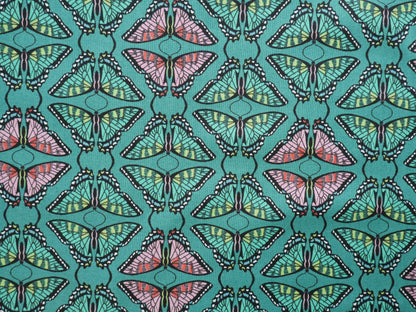 Flora and Fauna - Swallowtail in Teal, 100% Cotton, £12.50 p/m-Cotton-Flying Bobbins Haberdashery