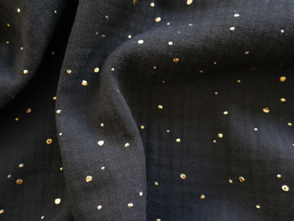 Gold Spot Double Gauze in Black £12 p/m-Flying Bobbins Haberdashery