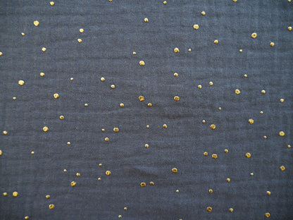 Gold Spot Double Gauze in Navy £12 p/m-Flying Bobbins Haberdashery