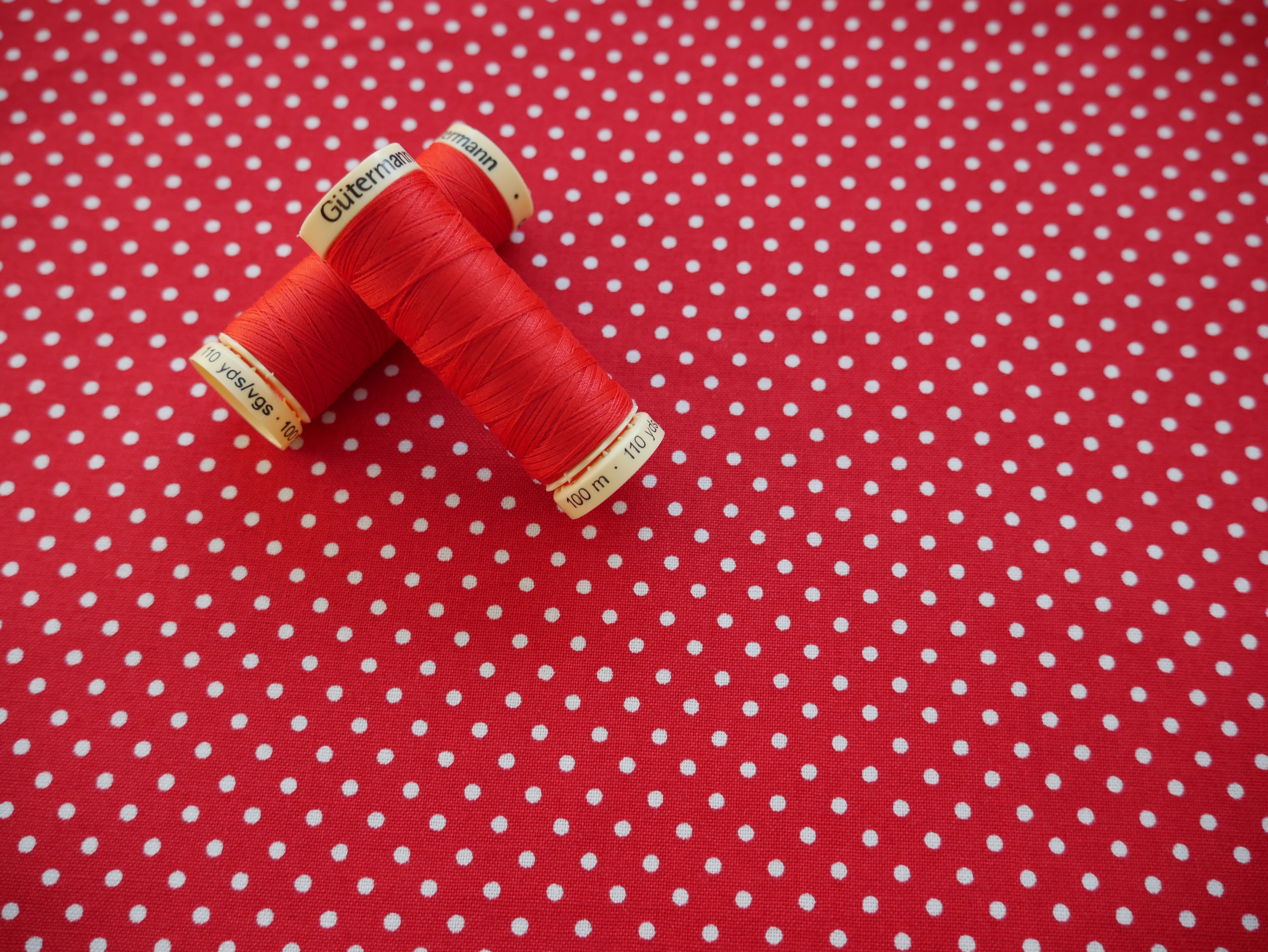 Summer Days Red Spot Printed Cotton £13.60 p/m-Cotton-Flying Bobbins Haberdashery
