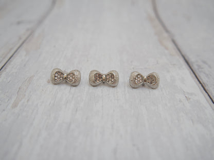 Jewelled Silver Bow Button-Buttons-Flying Bobbins Haberdashery
