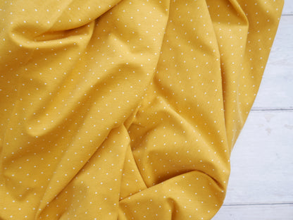 Pin Spot Cotton Jersey in Ochre £16.00 pm-Cotton Jersey-Flying Bobbins Haberdashery