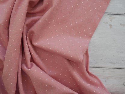 Pin Spot Cotton Jersey in Rose £16.00 pm-Cotton Jersey-Flying Bobbins Haberdashery