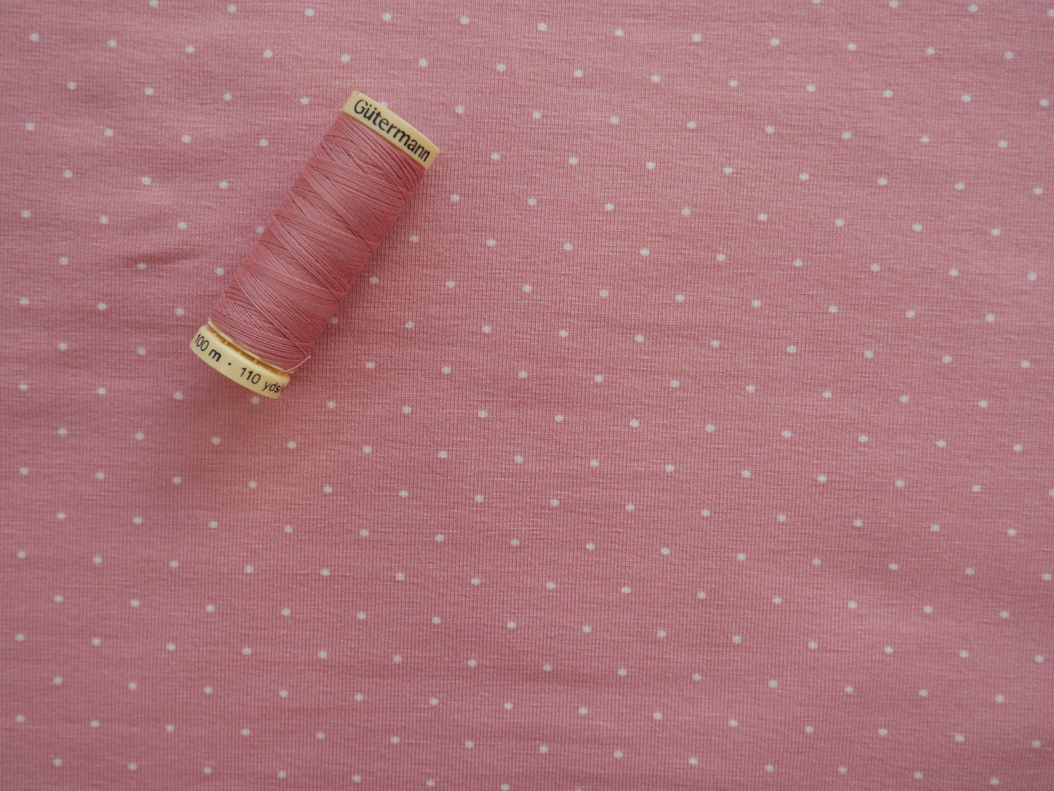 Pin Spot Cotton Jersey in Rose £16.00 pm-Cotton Jersey-Flying Bobbins Haberdashery