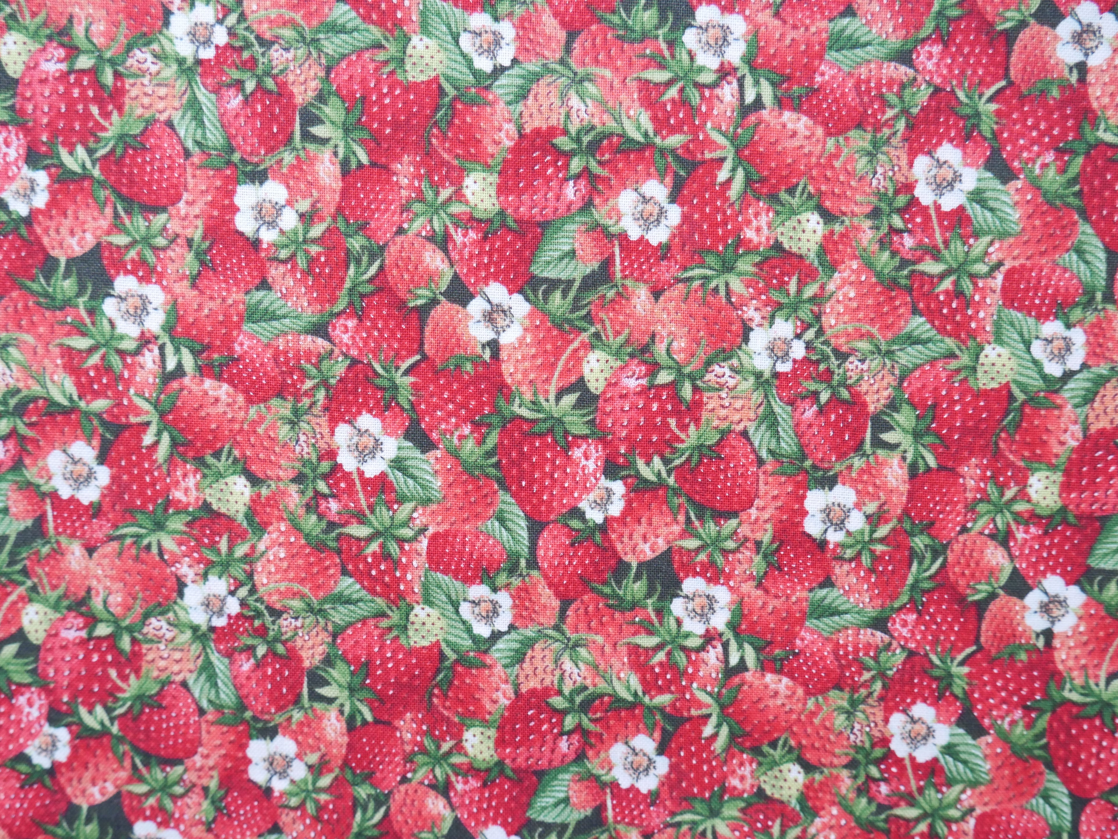 Summer Days Strawberries Printed Cotton £13.80 p/m-Cotton-Flying Bobbins Haberdashery