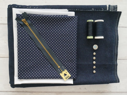 Ginger Jeans Kit - Indigo Stretch Denim-Flying Bobbins Haberdashery