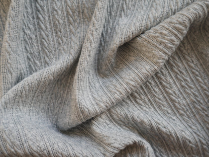 Cable Jacquard Knit Fabric in Grey £19.00-Jersey Fabric-Flying Bobbins Haberdashery