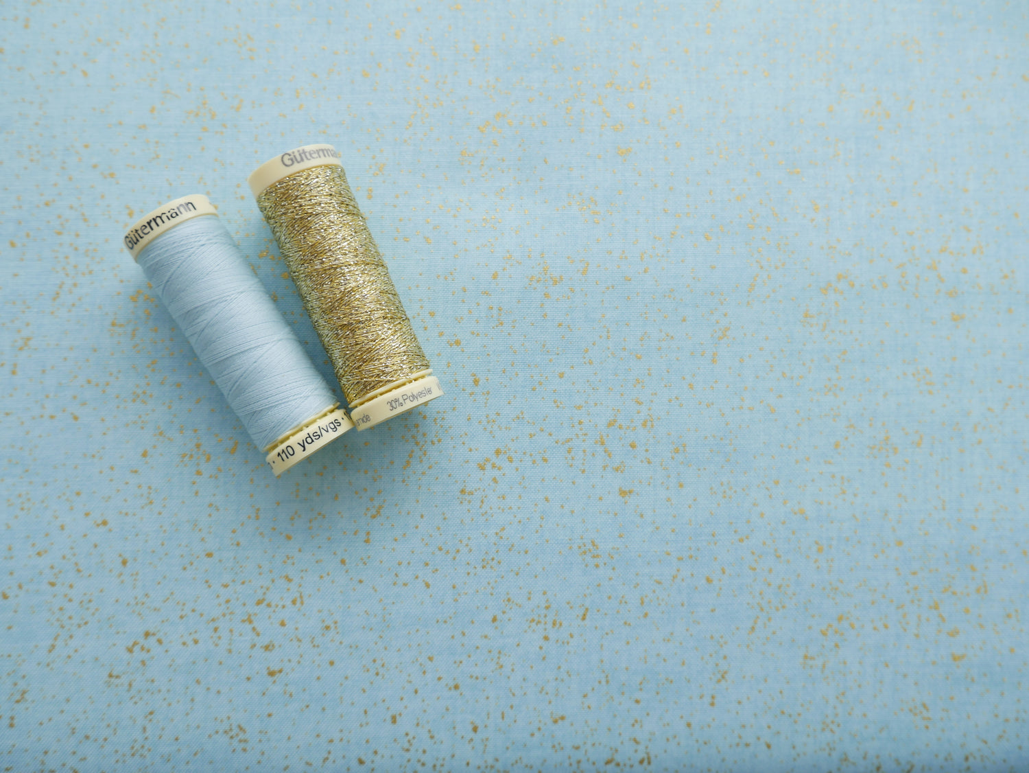 Metallic Linen Texture Print Cotton in Light Blue, £14.00 pm-Cotton-Flying Bobbins Haberdashery