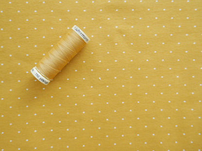 Pin Spot Cotton Jersey in Ochre £16.00 pm-Cotton Jersey-Flying Bobbins Haberdashery