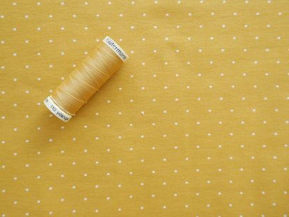 Pin Spot Cotton Jersey in Ochre £16.00 pm-Cotton Jersey-Flying Bobbins Haberdashery