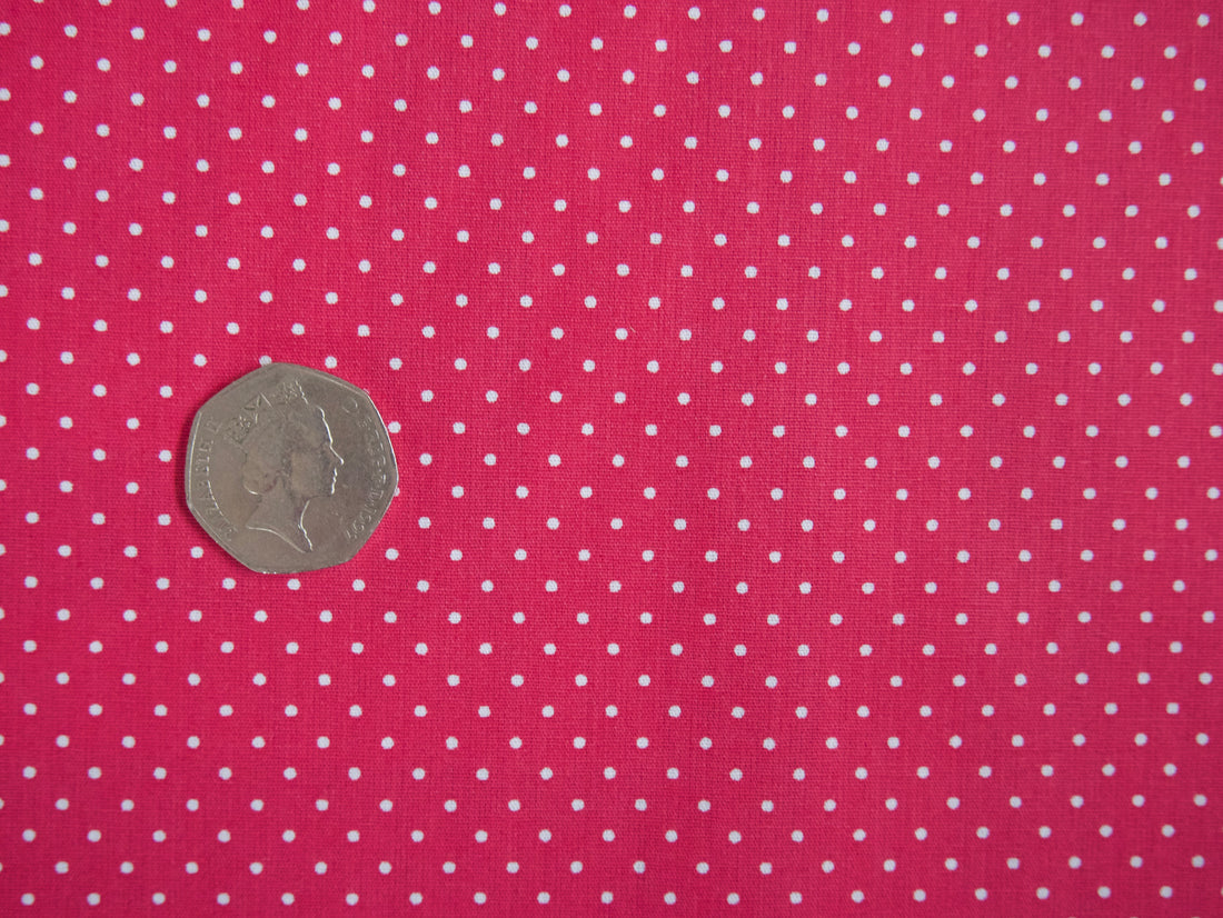 Pin-Spot Printed Cotton, Cerise £8.50 p/m-Fabric-Flying Bobbins Haberdashery