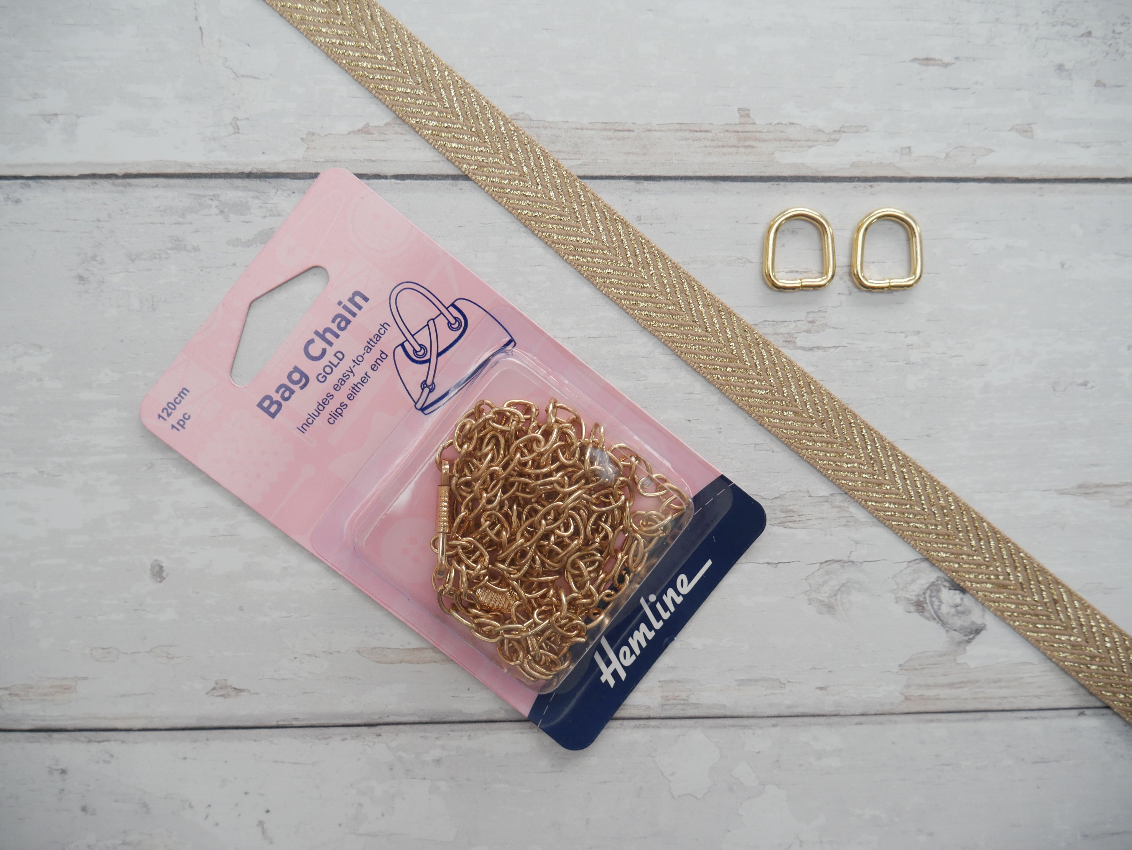 Bow Bag - Chain Strap Add-On, Gold-Sewing Kit-Flying Bobbins Haberdashery
