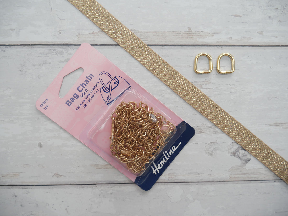 Clutch Bag - Chain Strap Add-On, Gold-Sewing Kit-Flying Bobbins Haberdashery