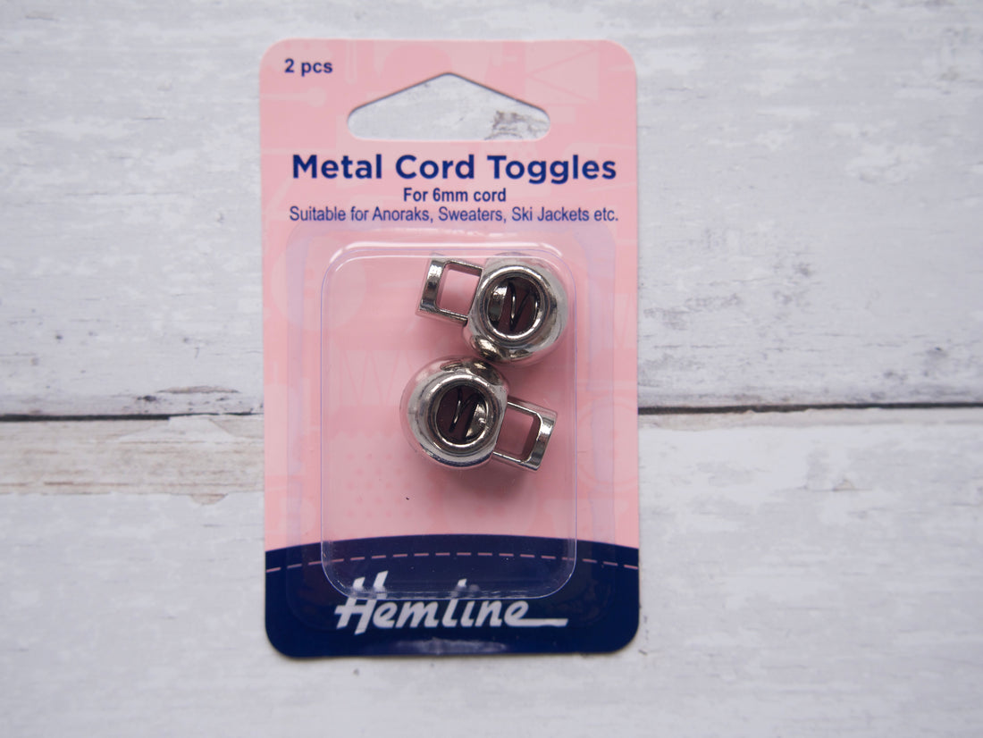 Hemline Cord Toggle, Silver-Toggle-Flying Bobbins Haberdashery
