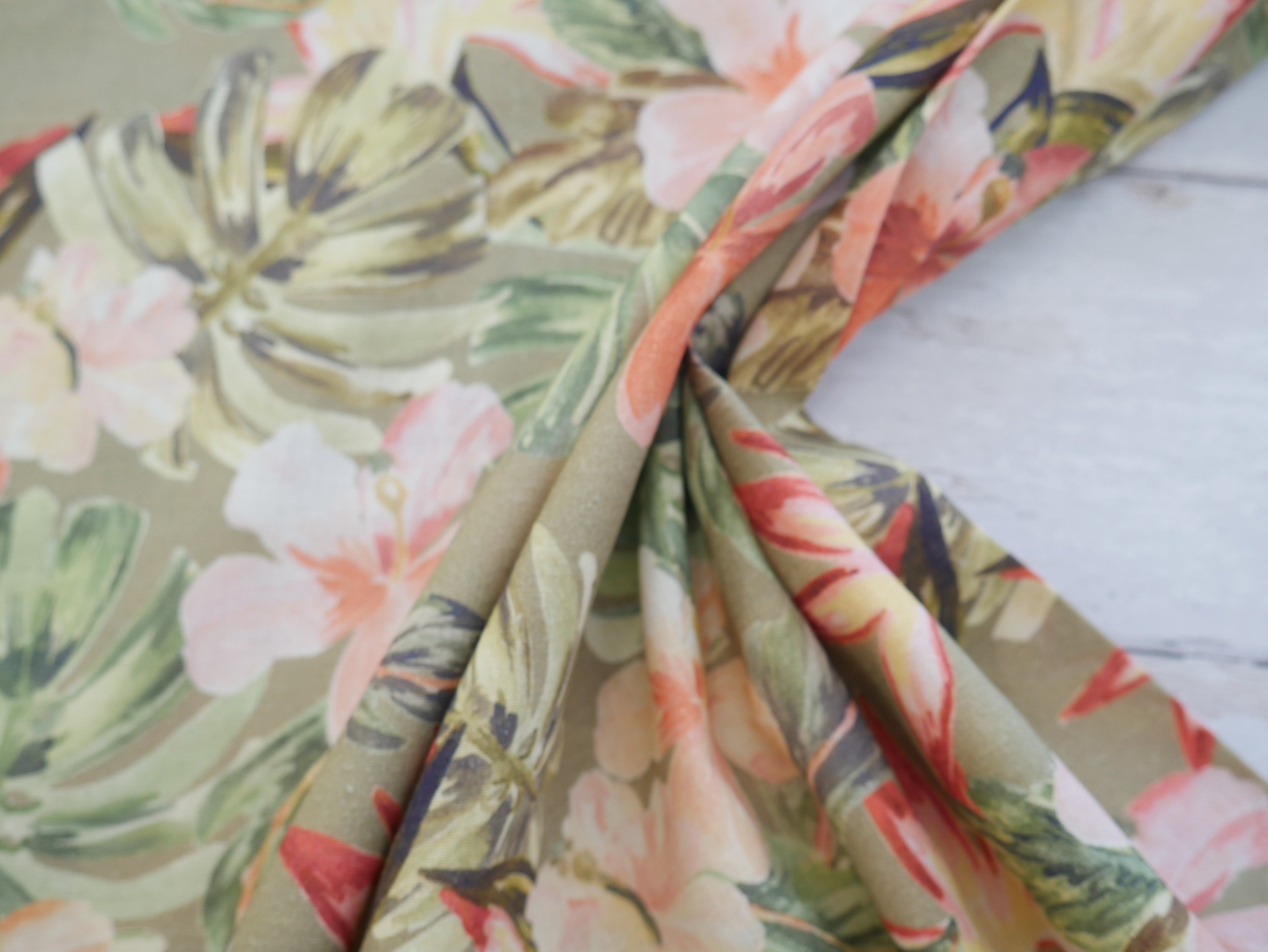 Viscose Linen Mix Tropical Floral £15.80 pm-Viscose Linen-Flying Bobbins Haberdashery