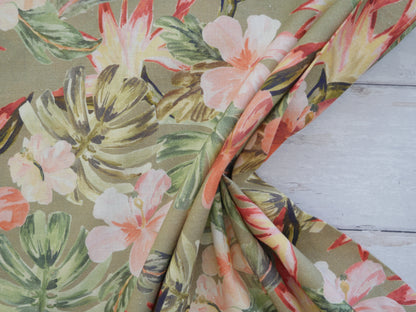 Viscose Linen Mix Tropical Floral £15.80 pm-Viscose Linen-Flying Bobbins Haberdashery