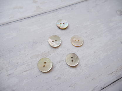 2-Hole Shell Button, 15mm-Buttons-Flying Bobbins Haberdashery