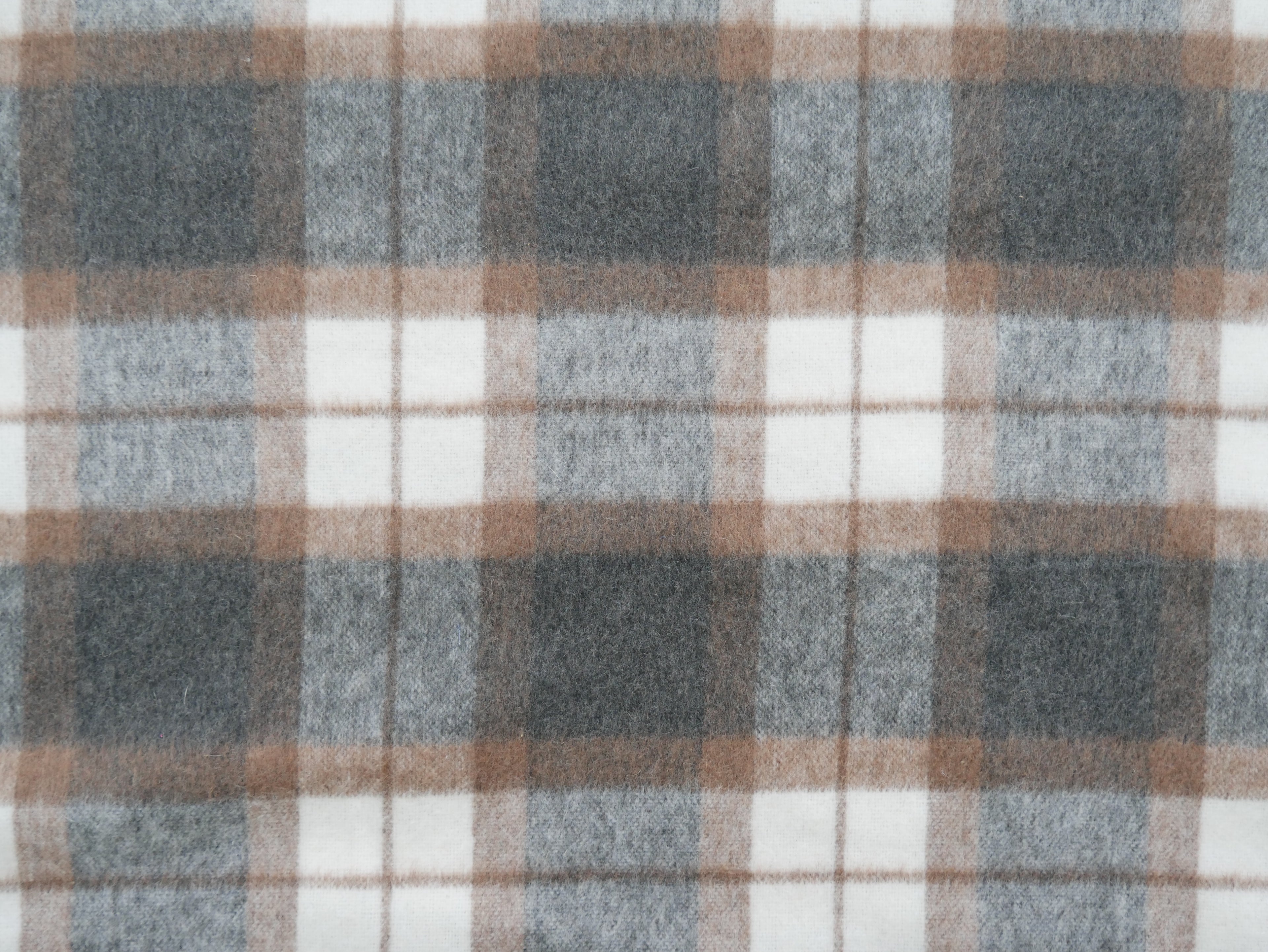 Wool Mix Brushed Check in Tan, £29.50 p/m-Fabric-Flying Bobbins Haberdashery