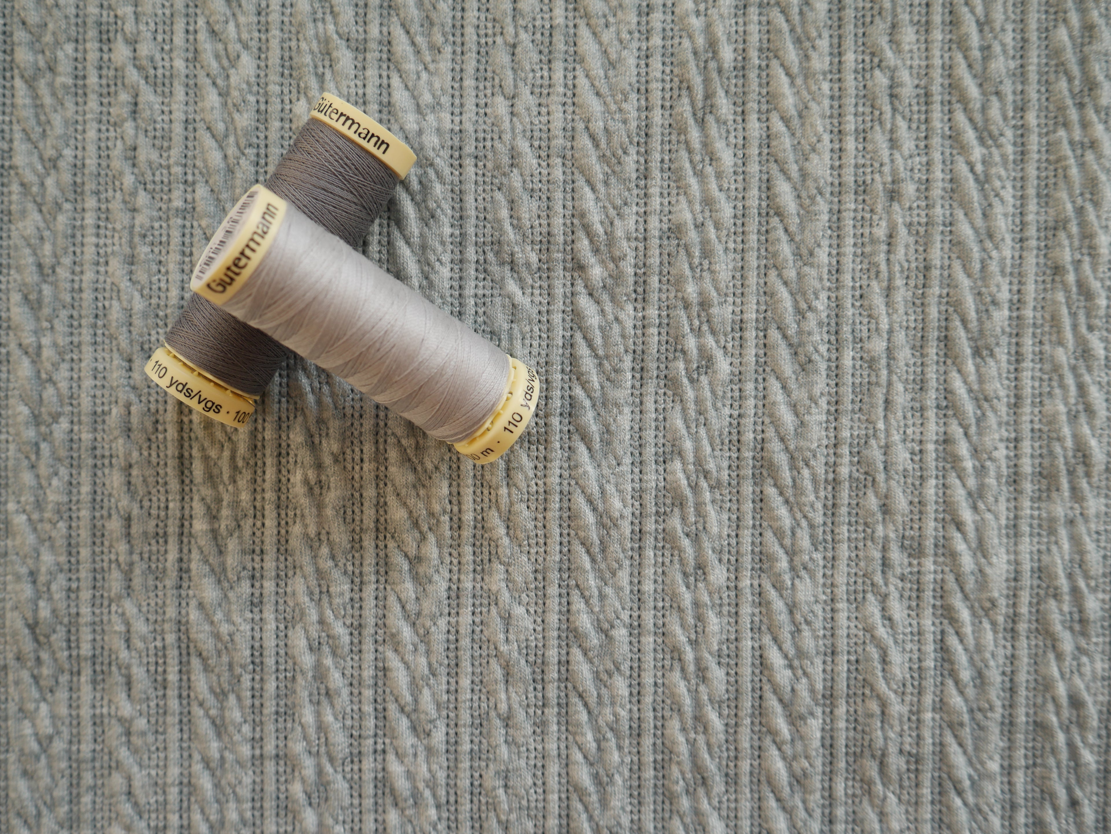 Cable Jacquard Knit Fabric in Grey £19.00-Jersey Fabric-Flying Bobbins Haberdashery