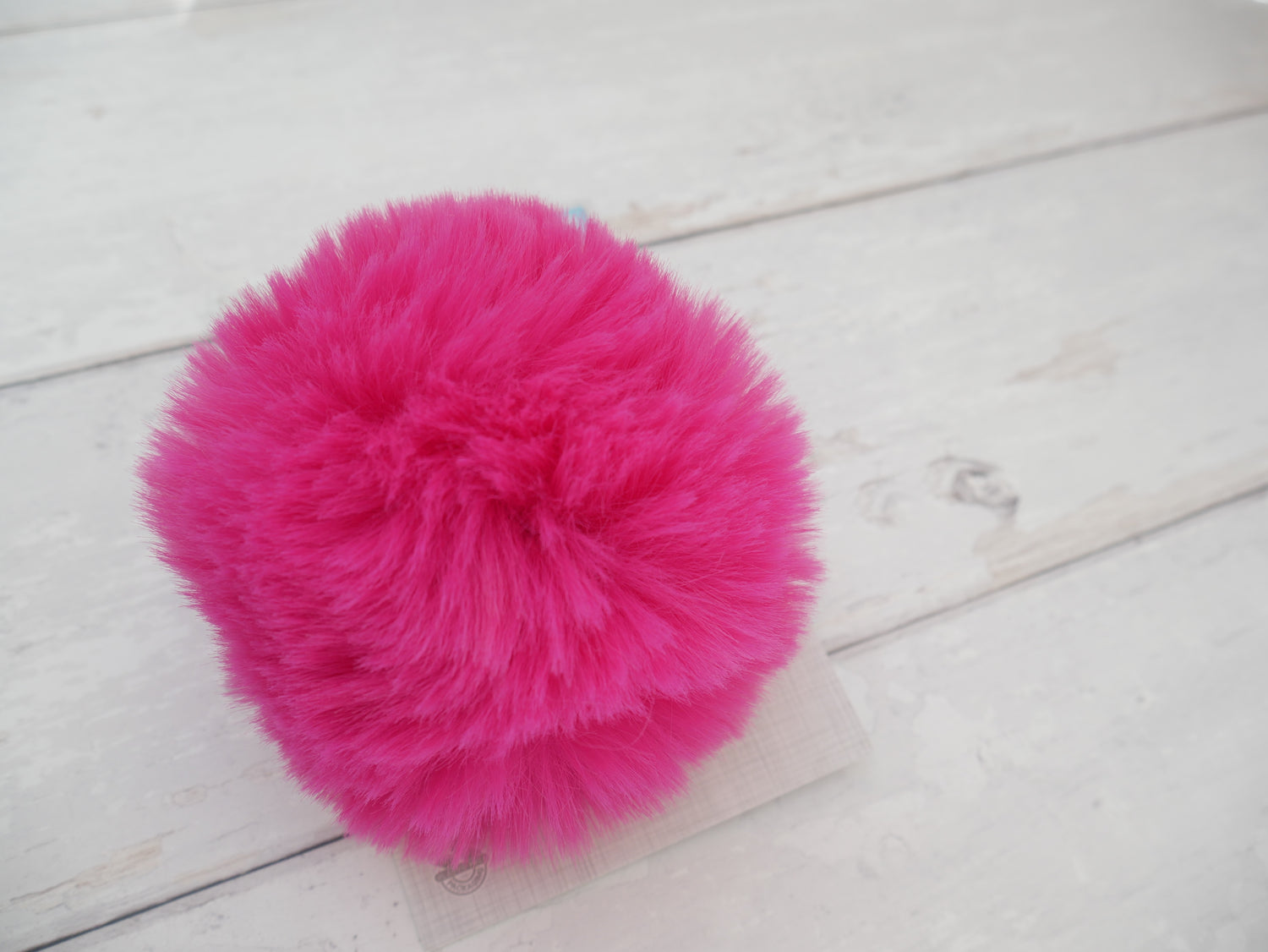 Fur Pom Pom, Cerise-Flying Bobbins Haberdashery