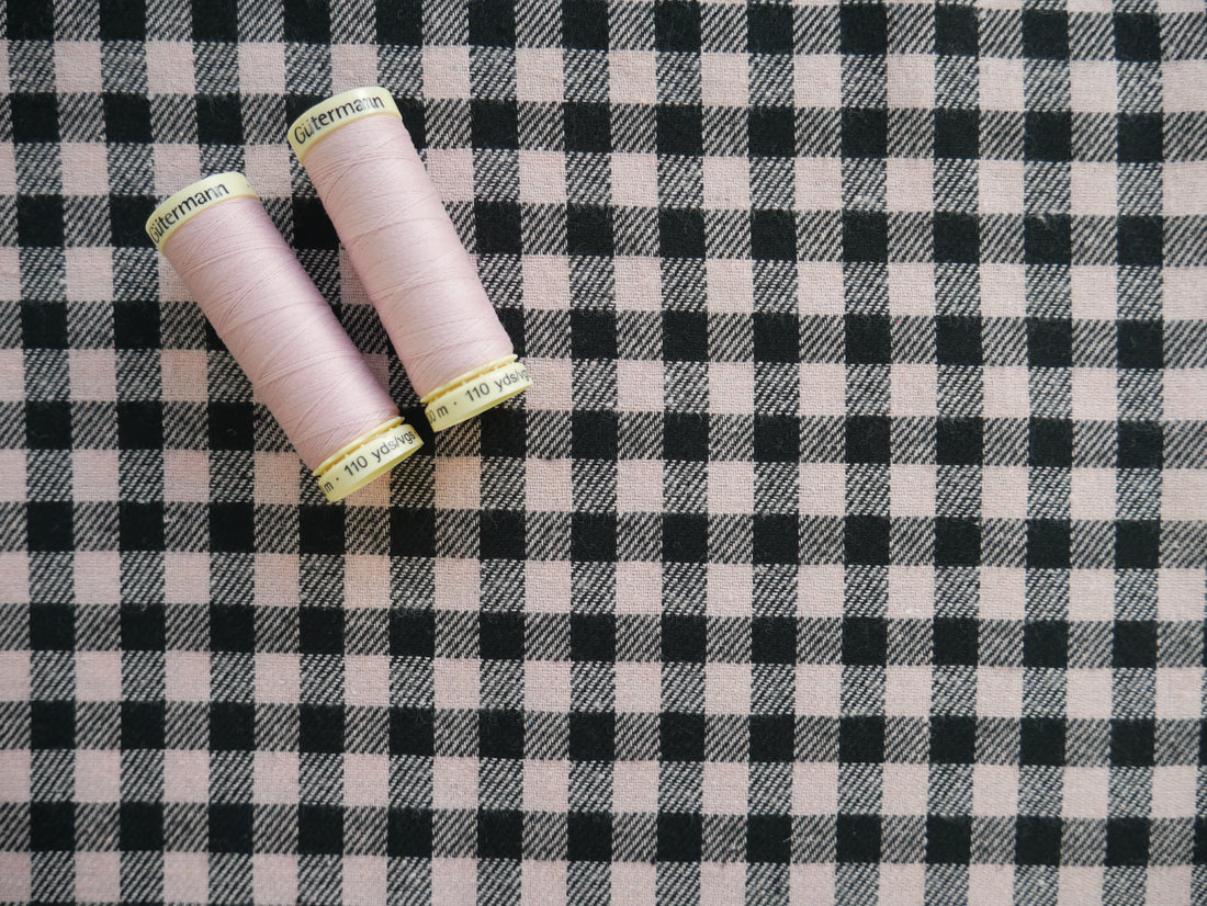 Woven Check in Black &amp; Pink, £12.50 p/m-Fabric-Flying Bobbins Haberdashery