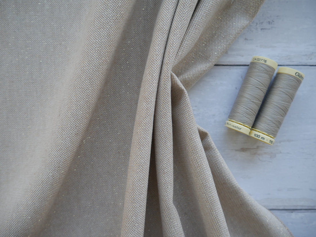 Linen-Look Half Panama with Sparkle - Natural £10.50 p/m-Fabric-Flying Bobbins Haberdashery