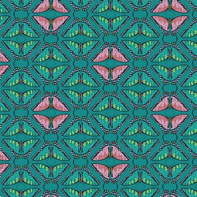 Flora and Fauna - Swallowtail in Teal, 100% Cotton, £12.50 p/m-Cotton-Flying Bobbins Haberdashery