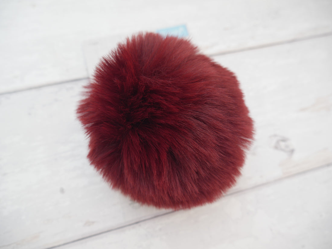 Fur Pom Pom, Burgundy-Flying Bobbins Haberdashery