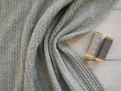 Cable Jacquard Knit Fabric in Grey £19.00-Jersey Fabric-Flying Bobbins Haberdashery