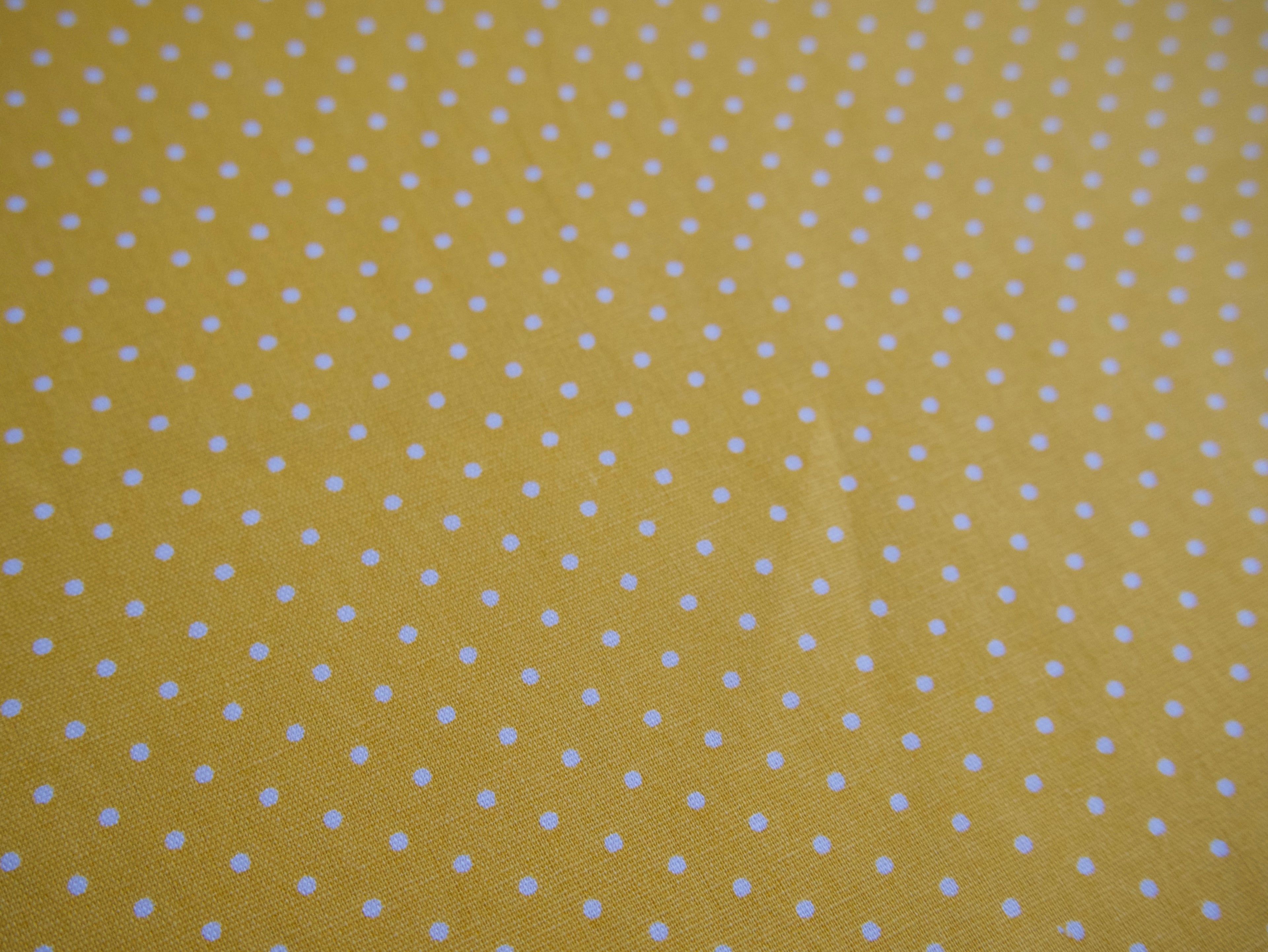 Pin-Spot Printed Cotton, Yellow £8.50 p/m-Fabric-Flying Bobbins Haberdashery