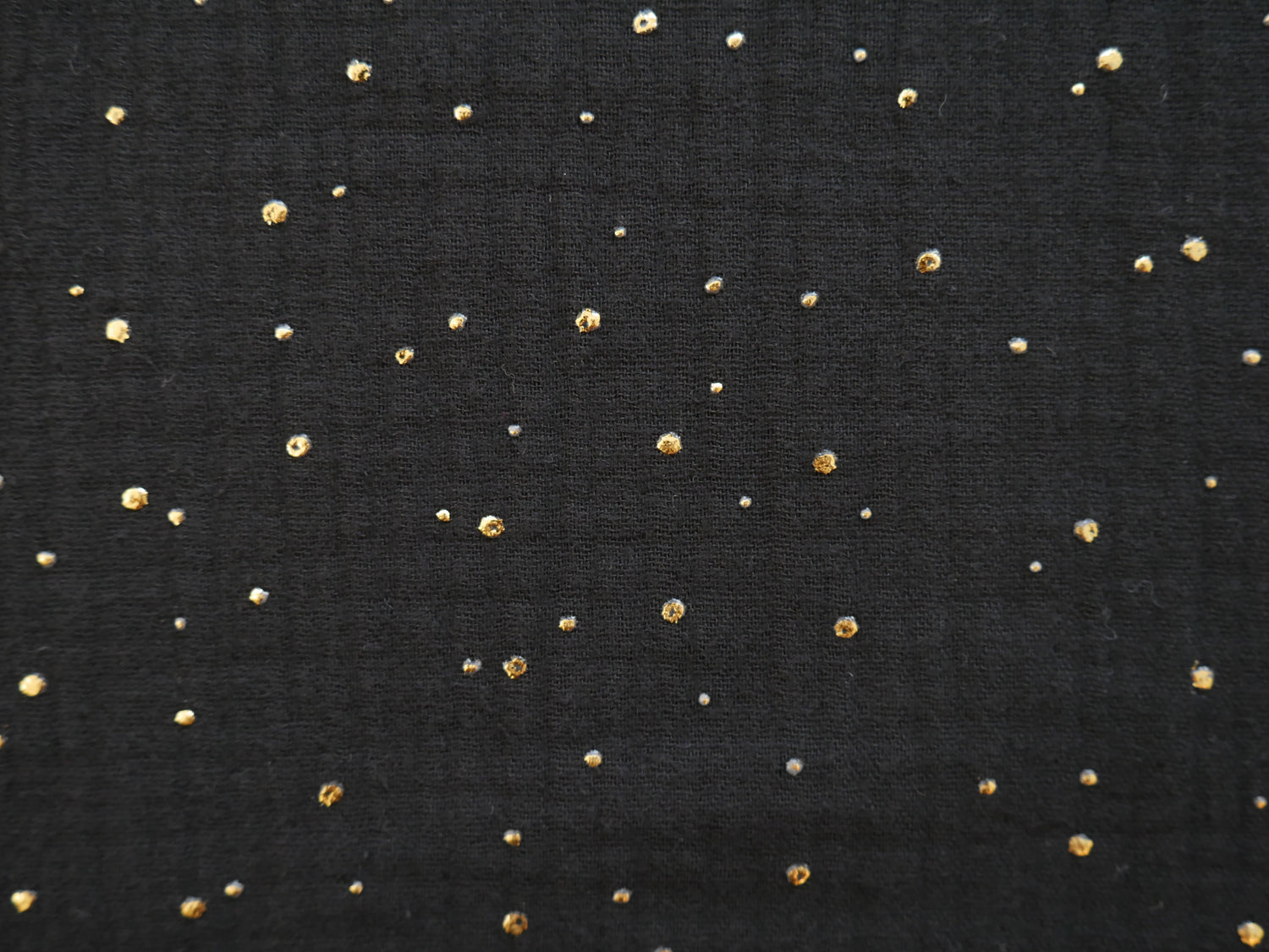 Gold Spot Double Gauze in Black £12 p/m-Flying Bobbins Haberdashery