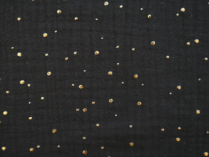 Gold Spot Double Gauze in Black £12 p/m-Flying Bobbins Haberdashery