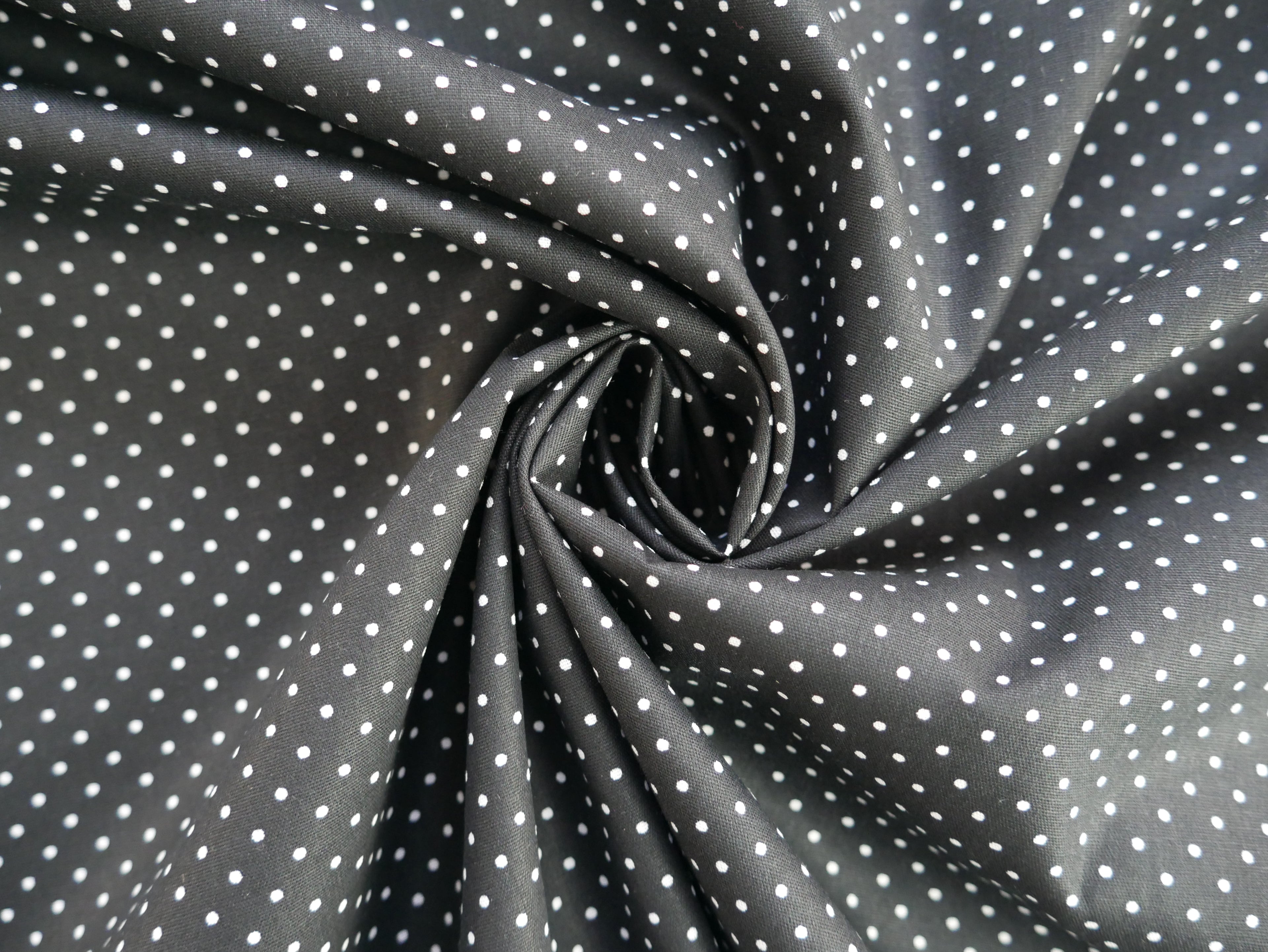 Pin-Spot Printed Cotton, Black £8.50 p/m-Fabric-Flying Bobbins Haberdashery