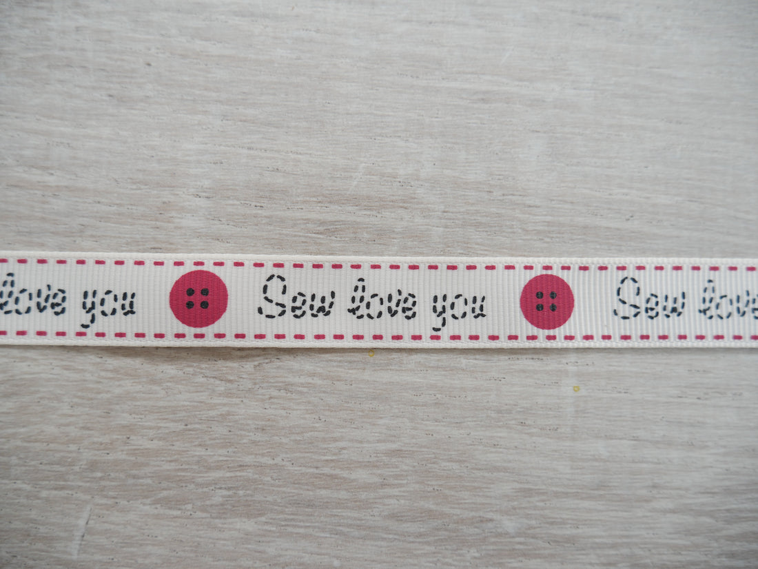 Sew Love You Grosgrain Ribbon-Ribbon-Flying Bobbins Haberdashery
