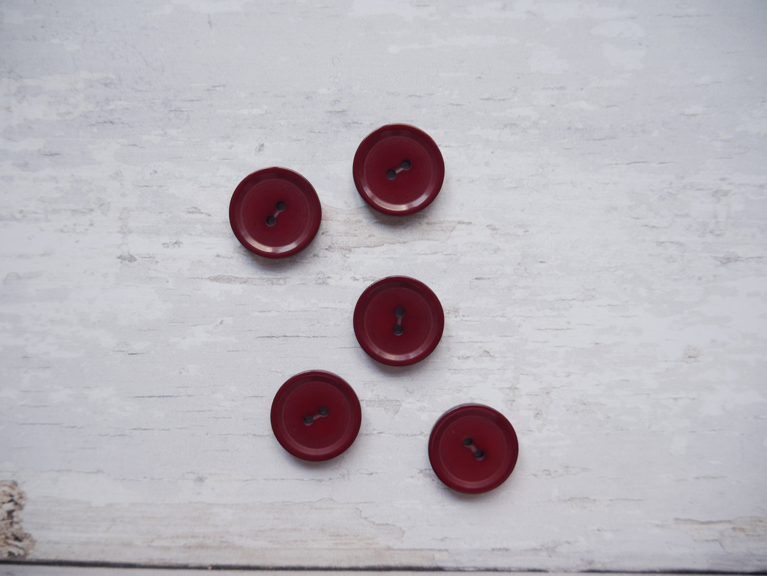 2-Hole 15mm Button in Burgundy-Trim-Flying Bobbins Haberdashery