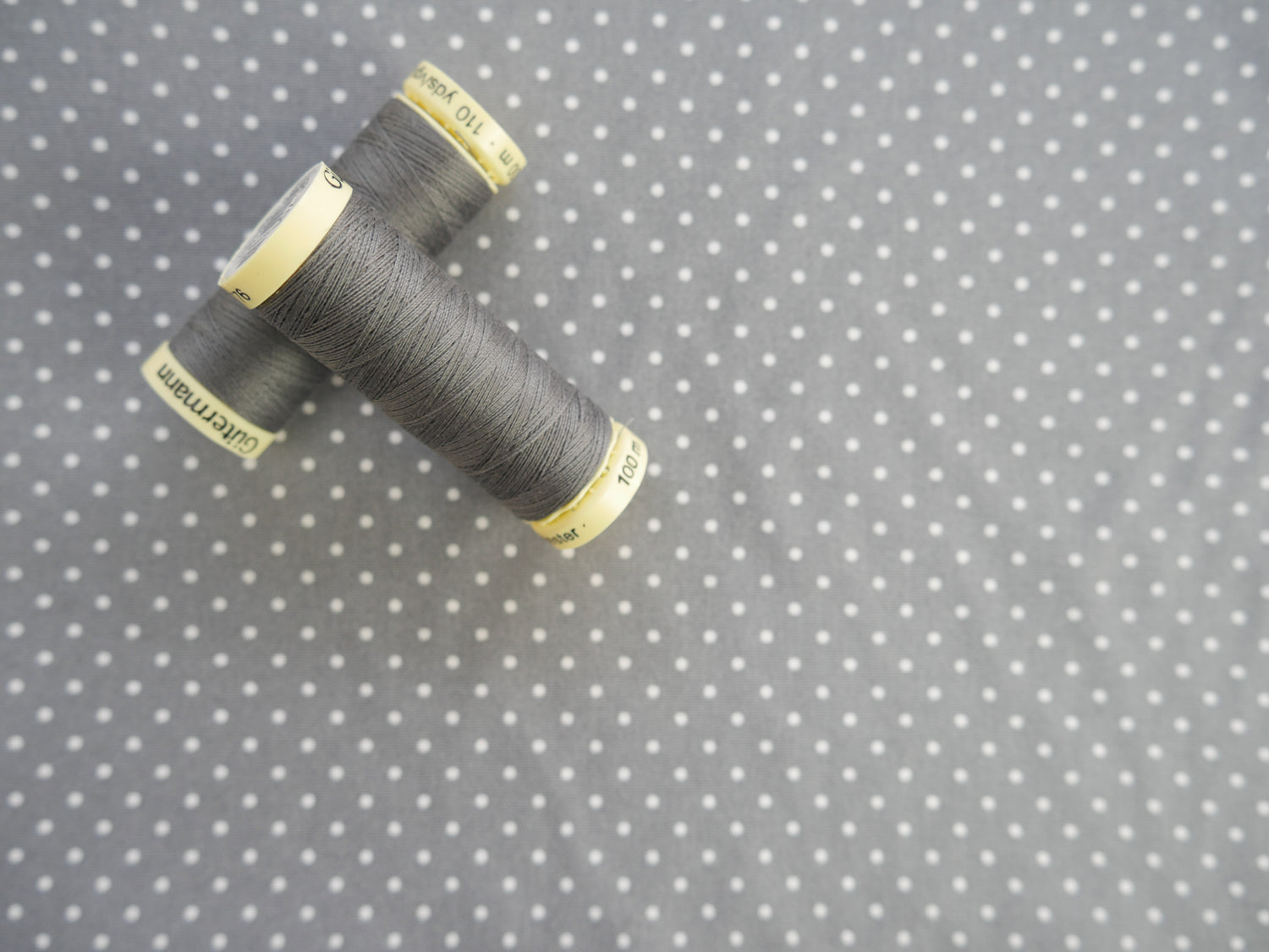 Pin-Spot Printed Cotton, Grey £8.50 p/m-Fabric-Flying Bobbins Haberdashery