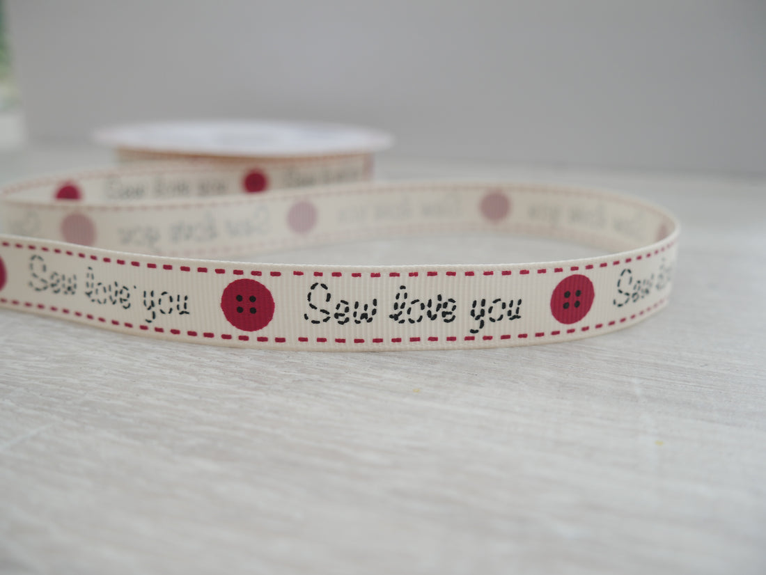 Sew Love You Grosgrain Ribbon-Ribbon-Flying Bobbins Haberdashery