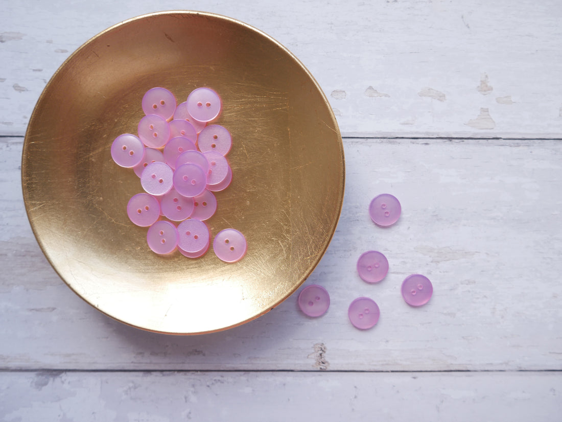 2-Hole 15mm Button in Pink-Button-Flying Bobbins Haberdashery